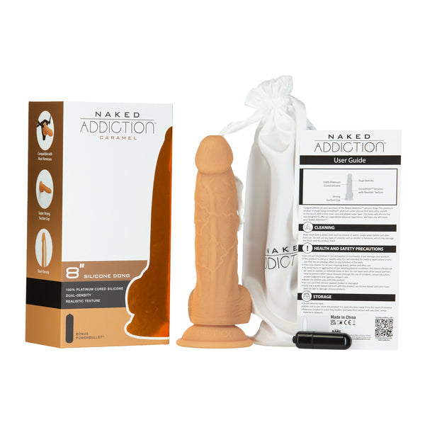 8" Silicone Dual Density Dildo – Caramel