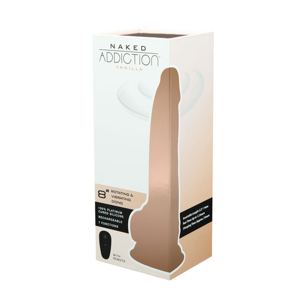 8" Rotating & Vibrating Dildo with Remote – Vanilla