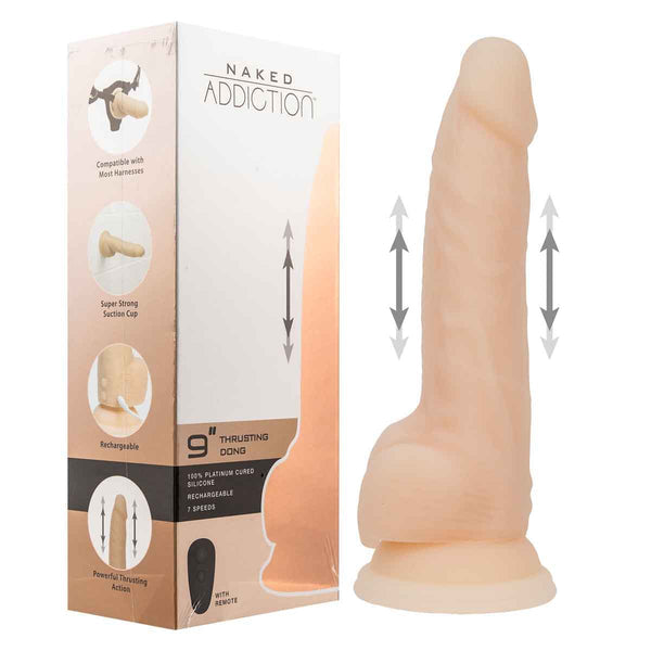 9” Thrusting Dildo with Remote - Vanilla