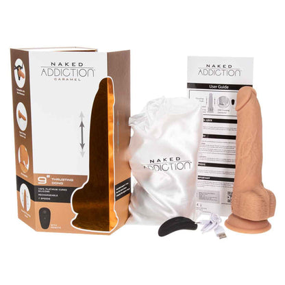 9” Thrusting Dildo with Remote - Caramel