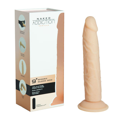 9” Silicone Dual Density Bendable Dildo - Vanilla