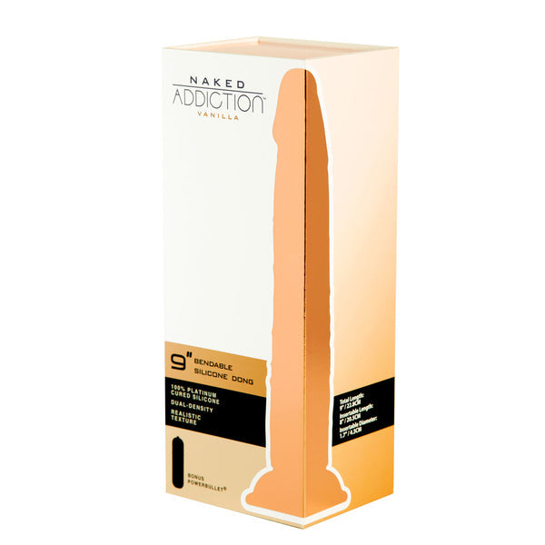 9” Silicone Dual Density Bendable Dildo - Vanilla