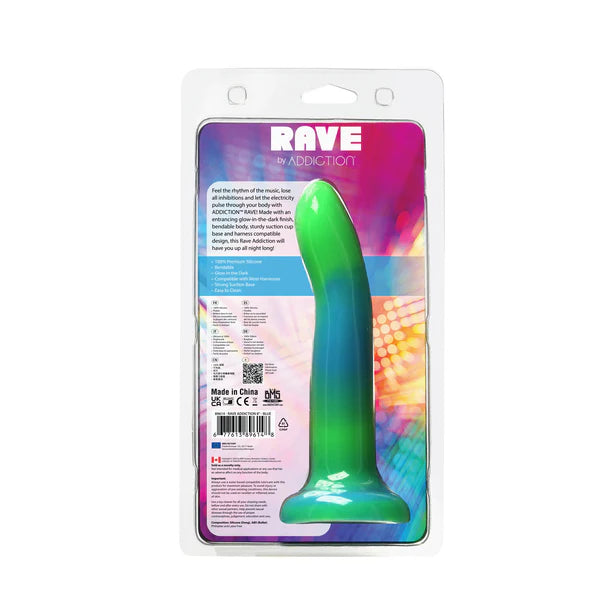 Rave by Addiction - 8" Glow in the Dark Dildo