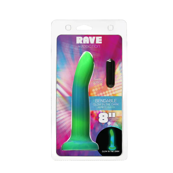Rave by Addiction - 8" Glow in the Dark Dildo