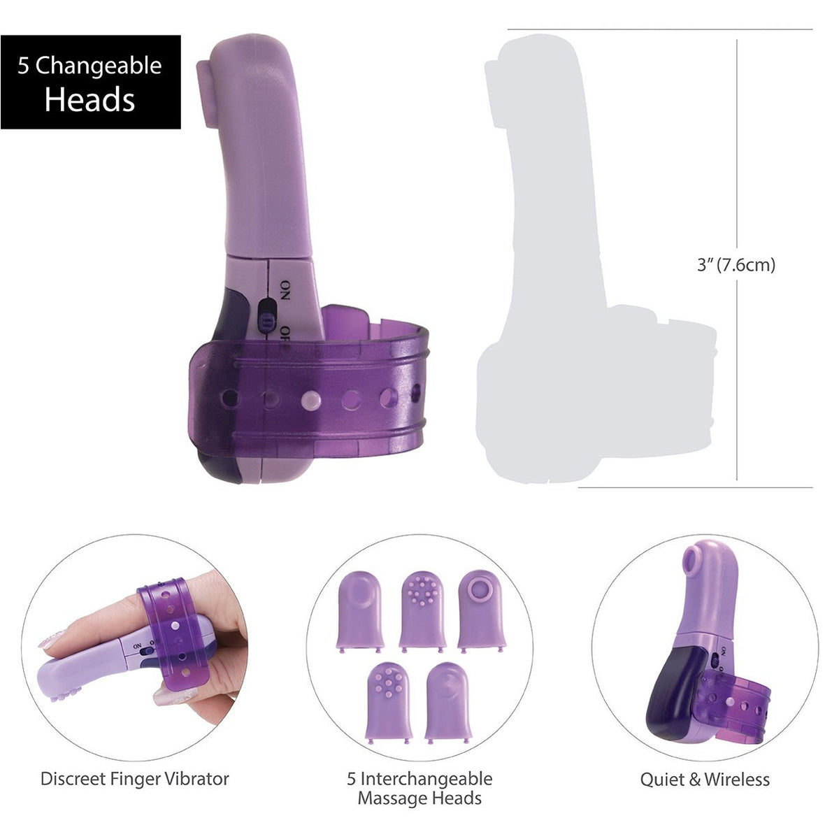 Turbo Finger 5 In 1 Massager - Purple - Thorn & Feather Sex Toy Canada