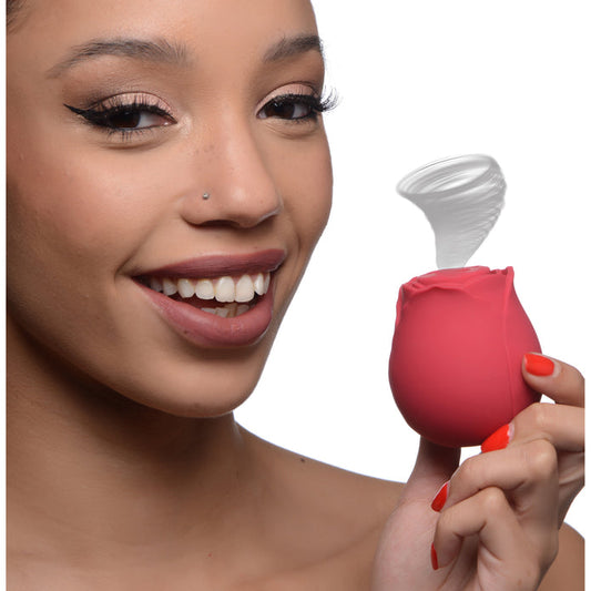 Bloomgasm 10X Wild Rose Silicone Suction Clit Stimulator - Red