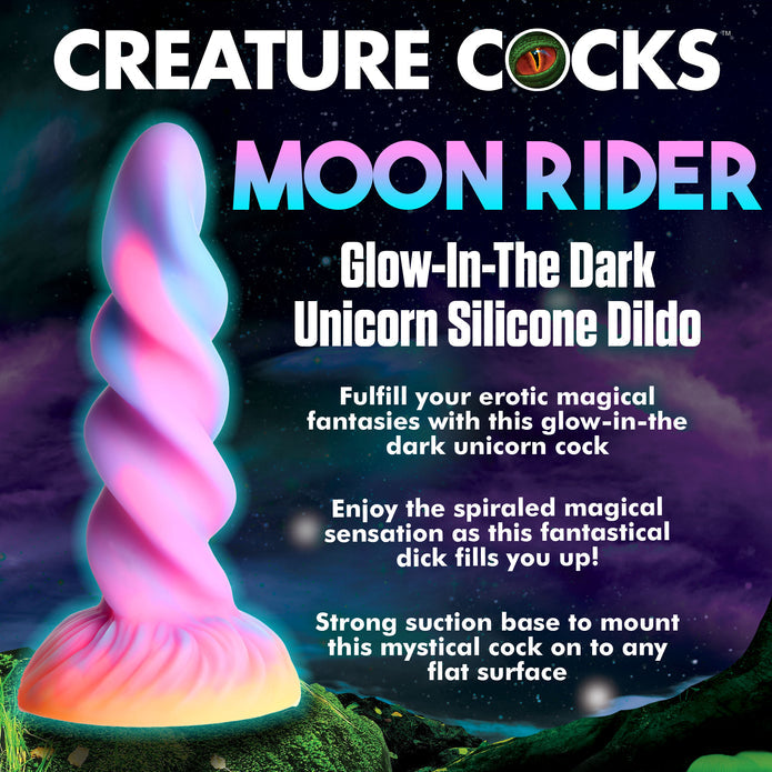 Moon Rider Glow-in-the-Dark Unicorn Silicone Creature Dildo - Thorn & Feather