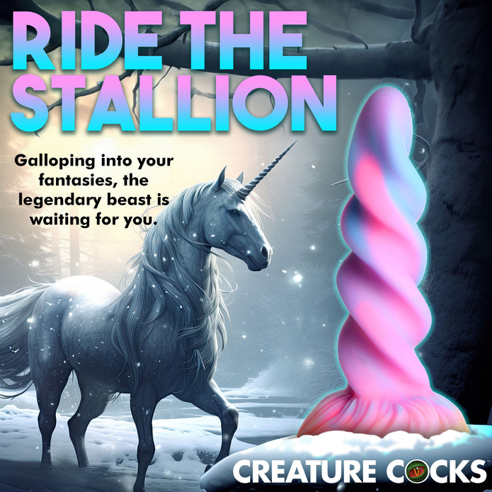Moon Rider Glow-in-the-Dark Unicorn Silicone Creature Dildo - Thorn & Feather