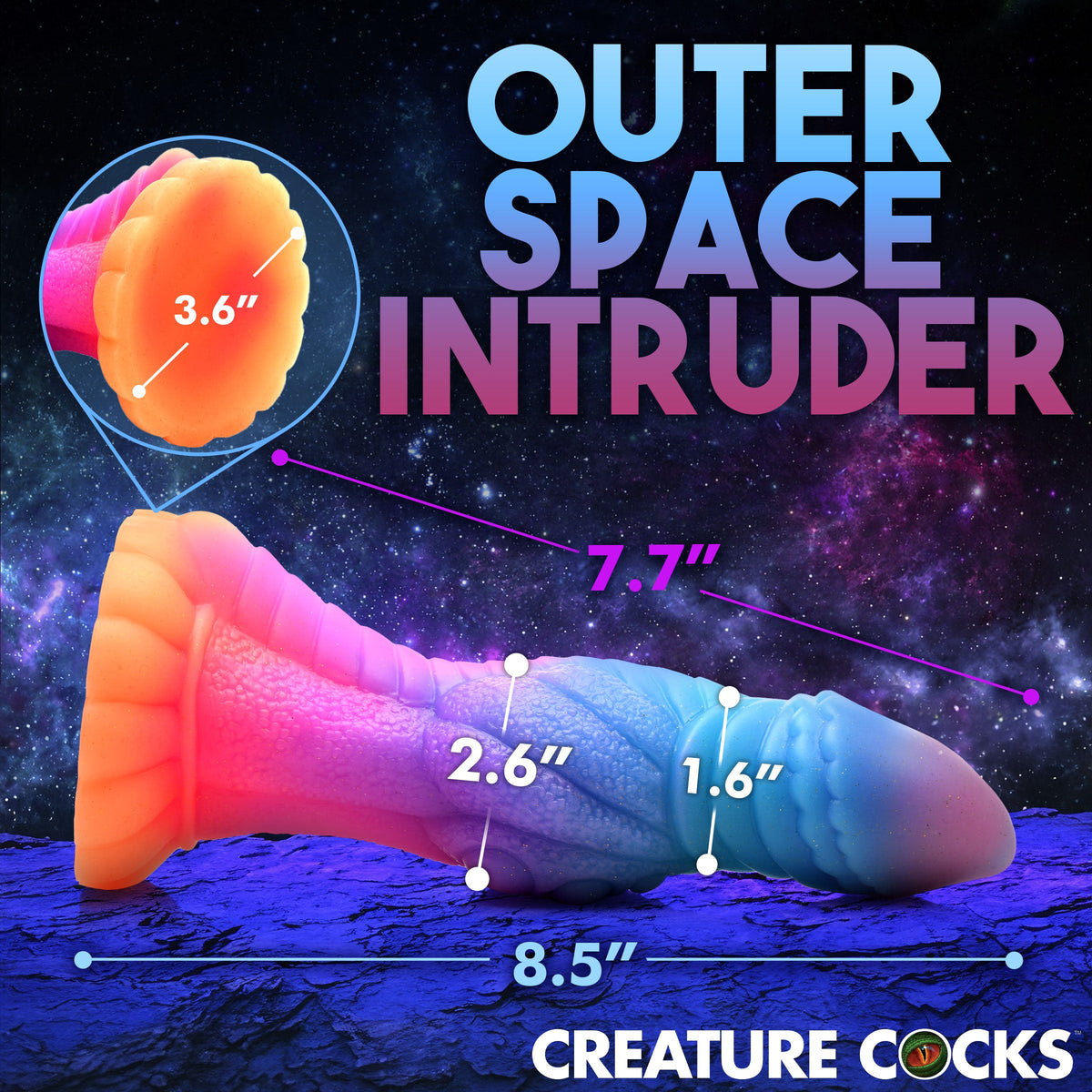 Galactic Alien Glow-in-the-Dark Silicone Creature Dildo - Thorn & Feather