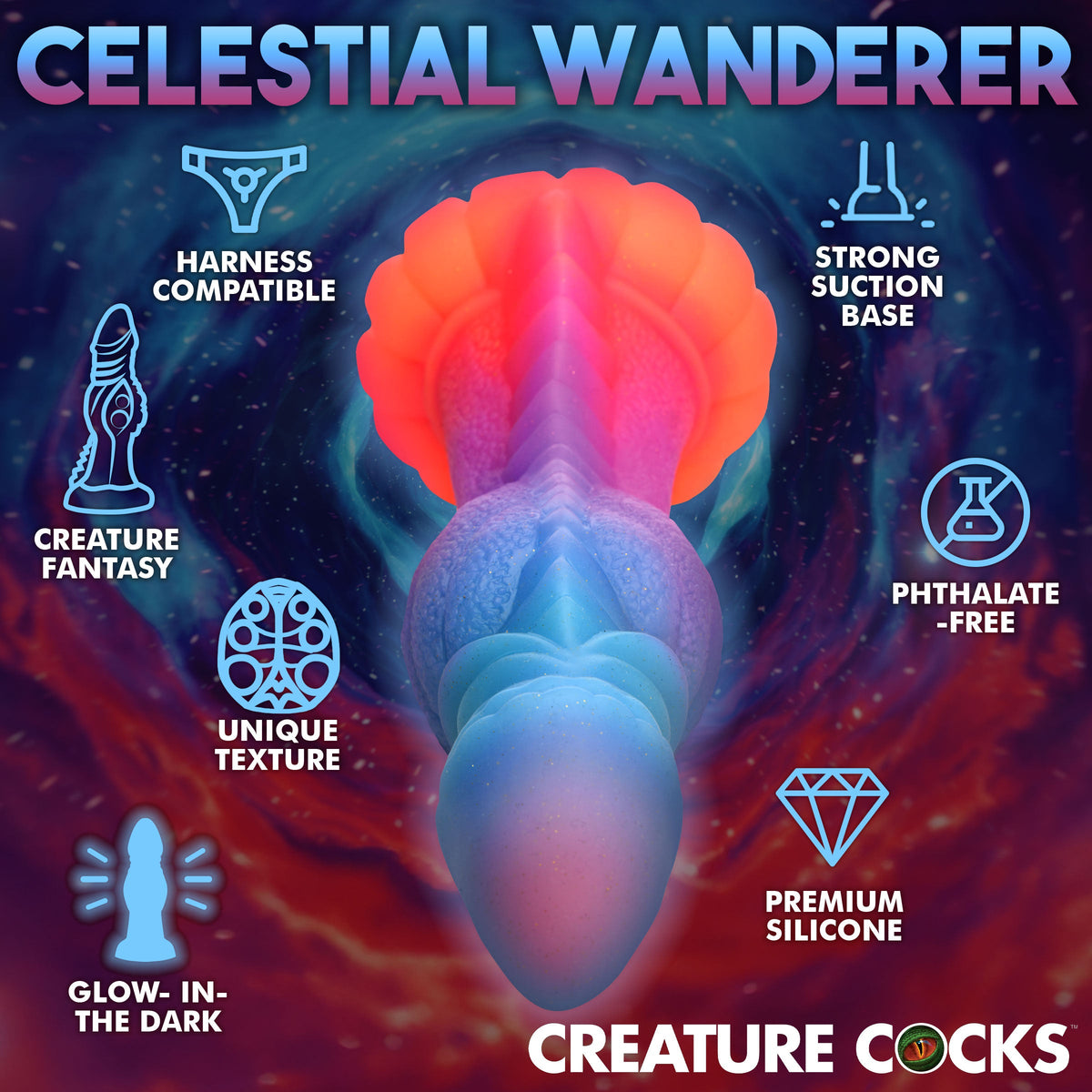 Galactic Alien Glow-in-the-Dark Silicone Creature Dildo - Thorn & Feather