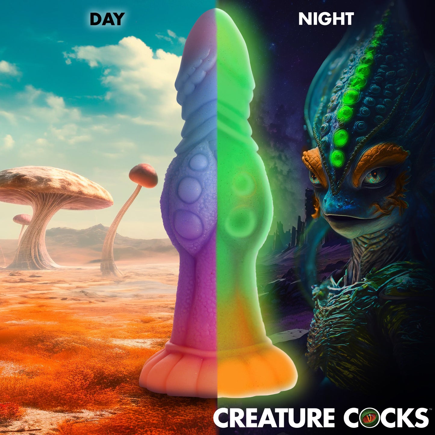 Galactic Alien Glow-in-the-Dark Silicone Creature Dildo - Thorn & Feather
