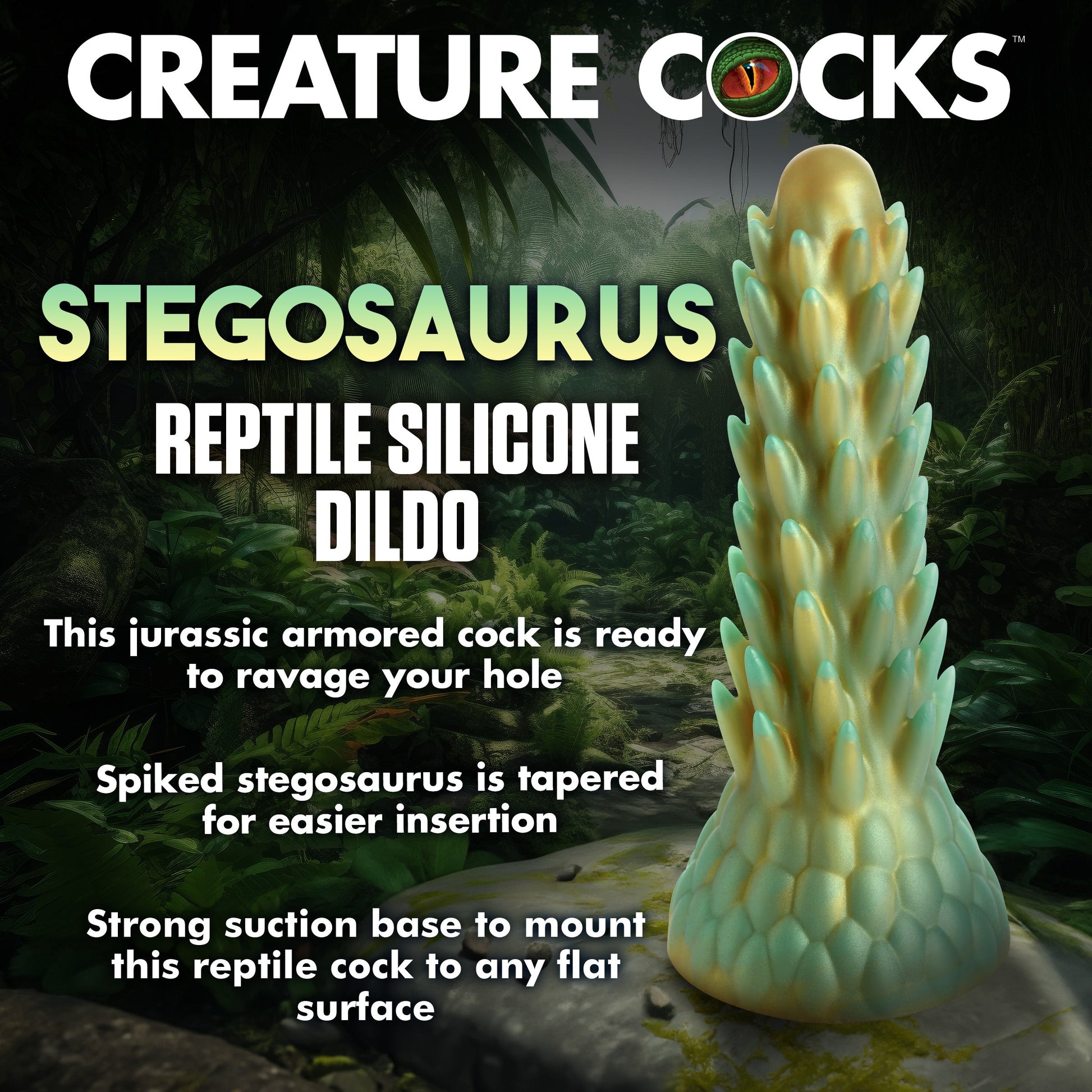 Stegosaurus Spiky Reptile Silicone Creature Dildo - Thorn & Feather