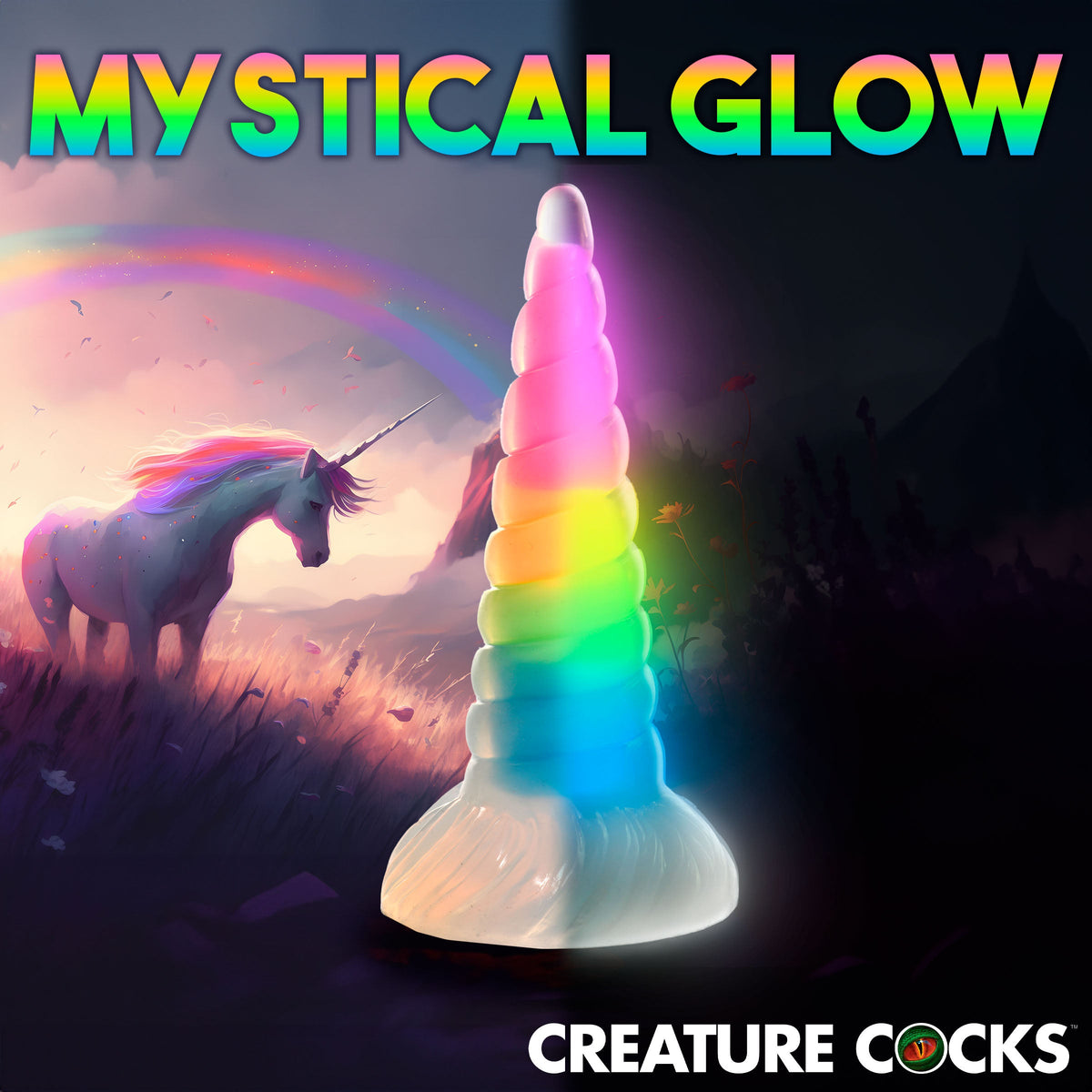 Gode ​​créature en silicone licorne phosphorescente Moon Rider 
