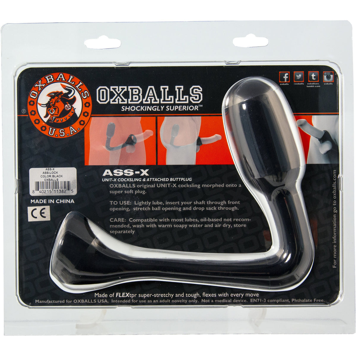 Oxballs ASS-X Butt Plug + Ass Lock - Black