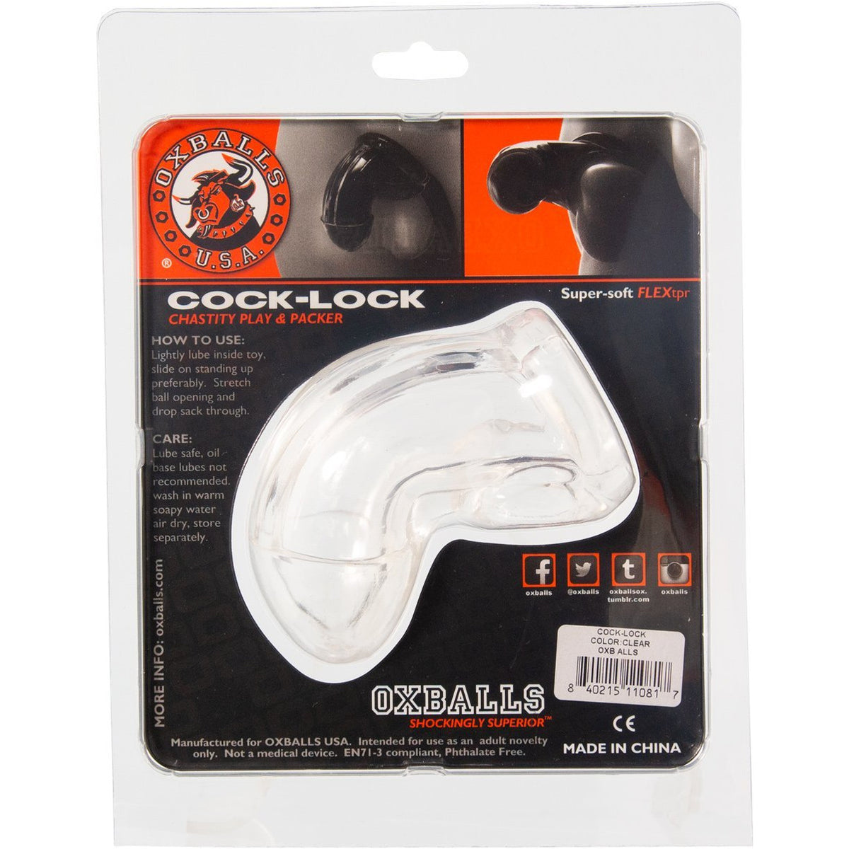 Oxballs Cock-Lock Chastity Cock Cage - Clear