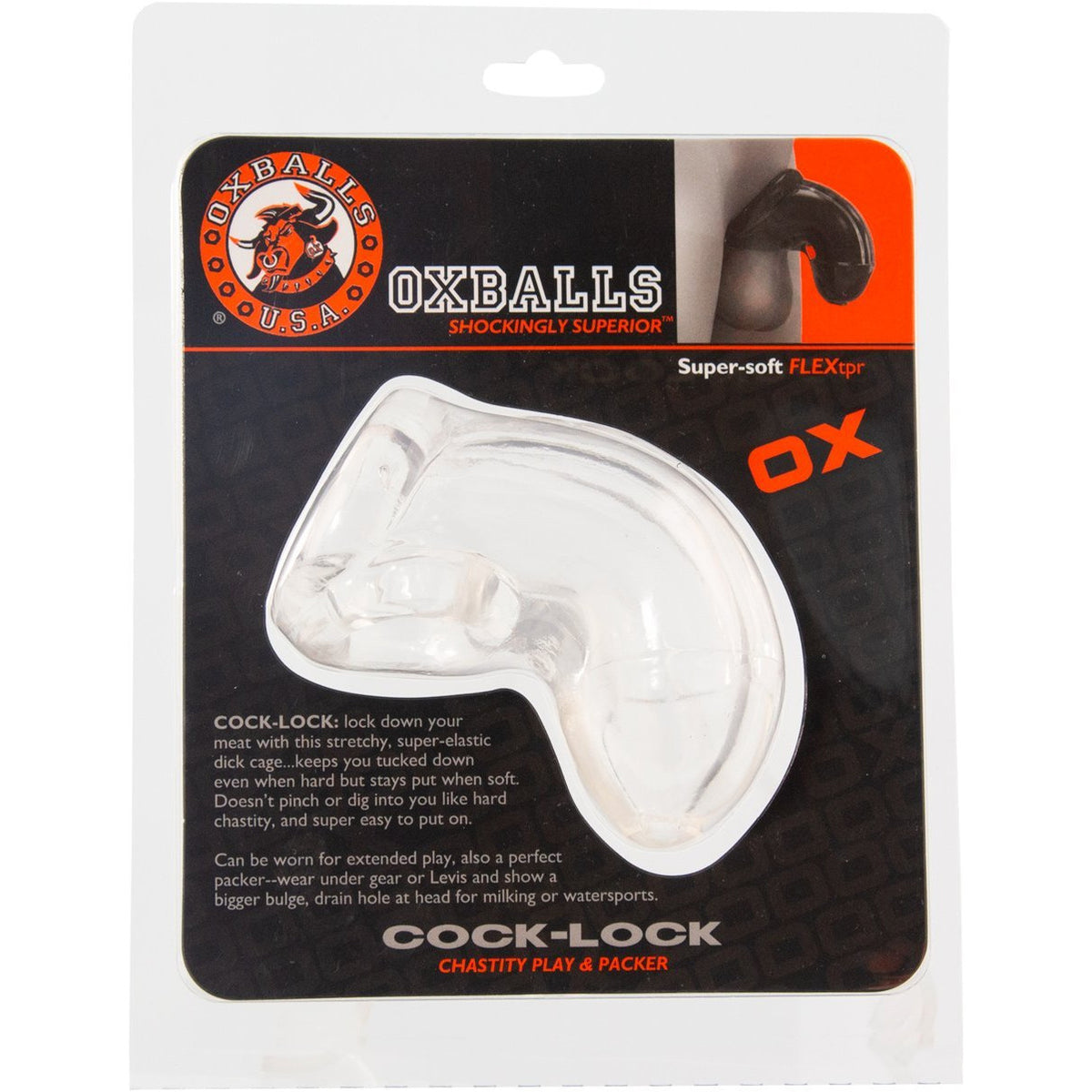 Oxballs Cock-Lock Chastity Cock Cage - Clear