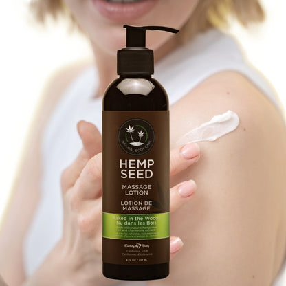 Earthly Body Hemp Seed Massage Lotion - Naked in the Woods, 8oz/237ml