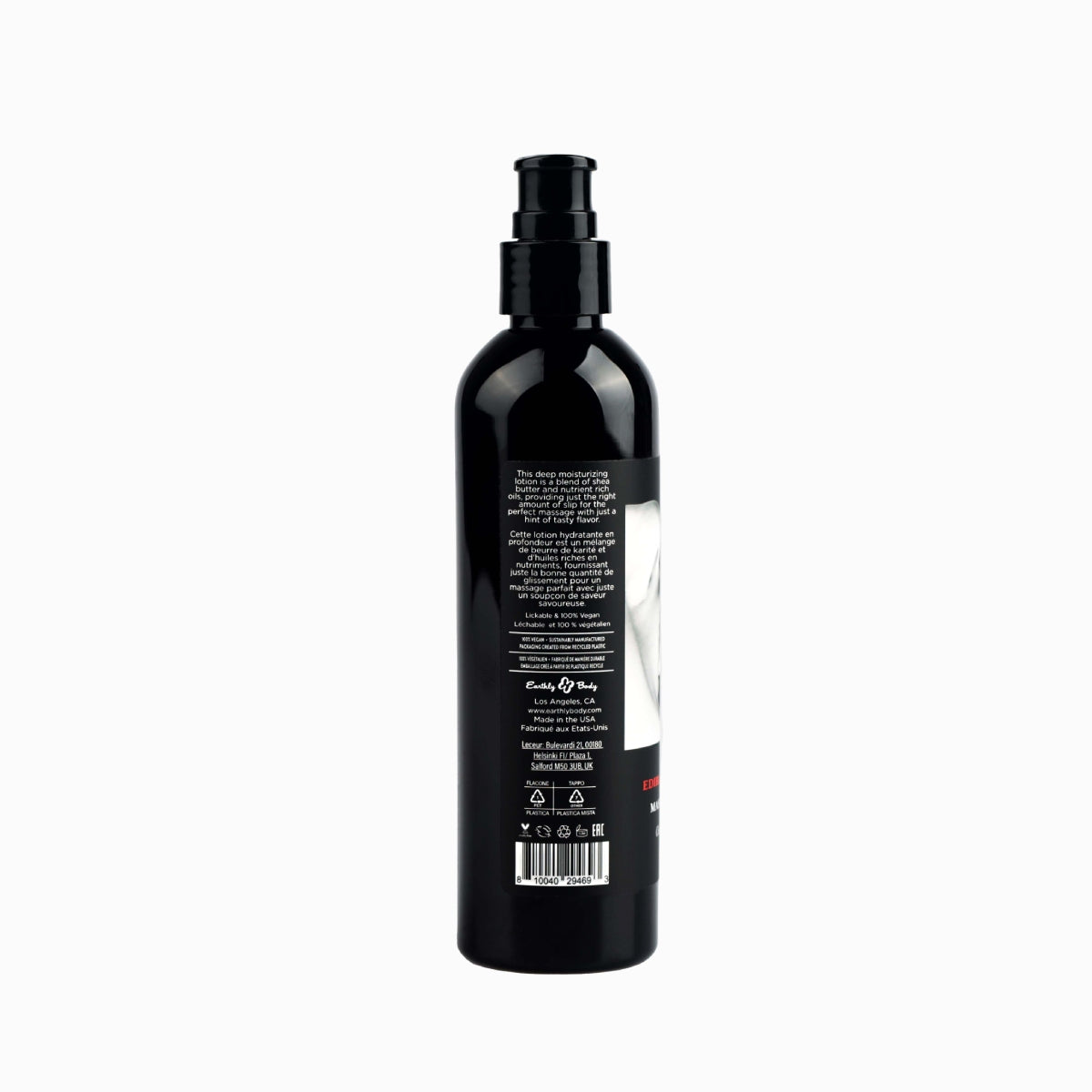 Lotion de massage comestible Earthly Body - Cerise, 237 ml