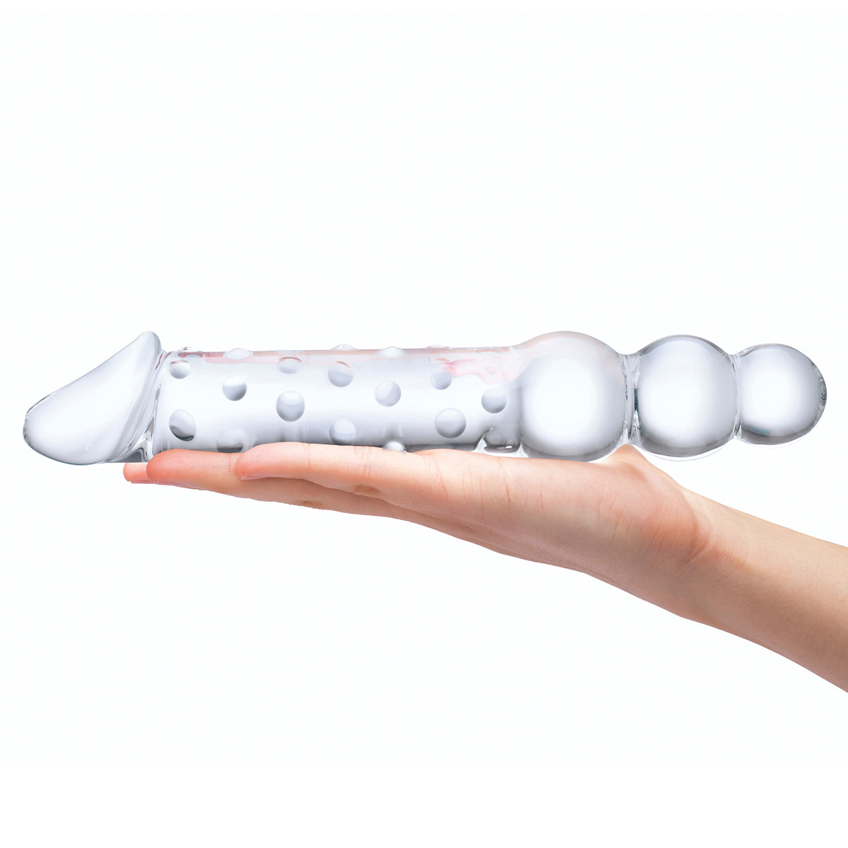 Glas 12” Double Ended Glass Dildo with Anal Beads