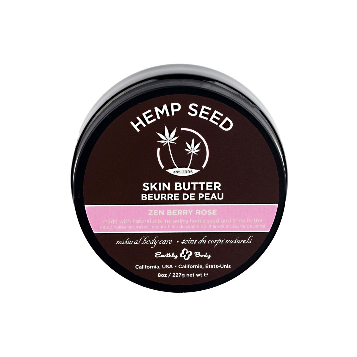 Earthly Body Hemp Seed Skin Butter - Zen Berry Rose, 8oz/227g