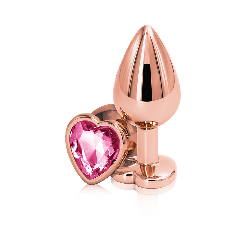 Rear Assets Rose Gold Heart Plug - Medium, Pink - Thorn & Feather
