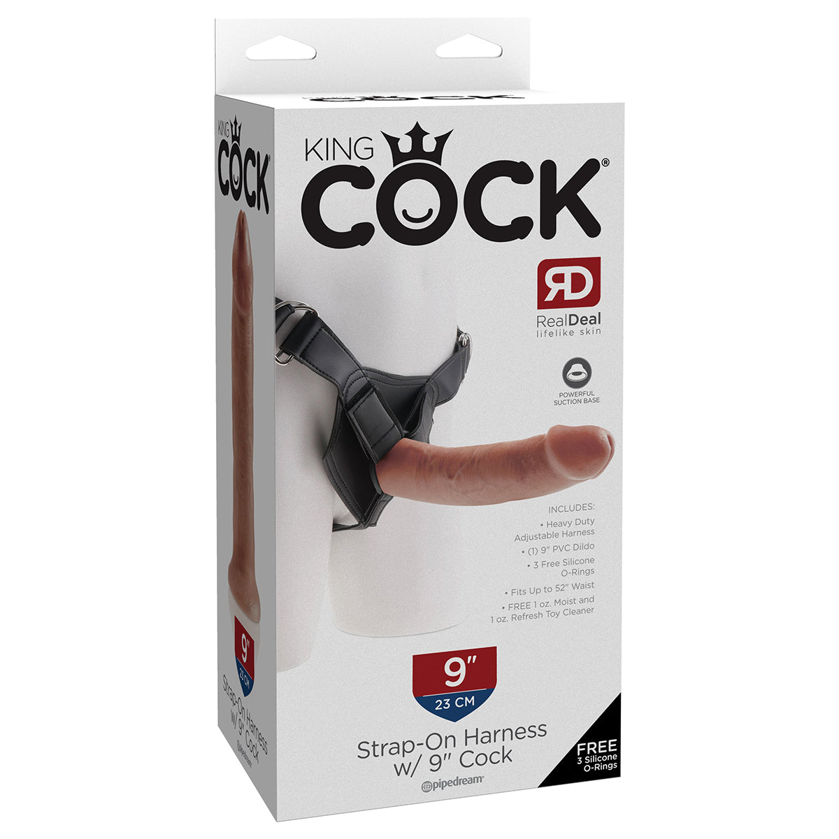 King Cock Strap-On Harness with 9" Cock - Tan - Thorn & Feather