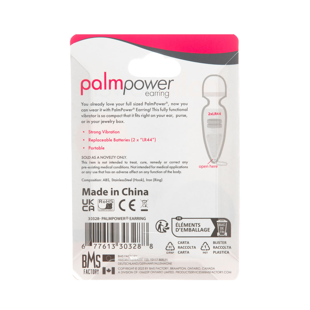 Boucle d'oreille micro-masseur PalmPower - 1 pièce