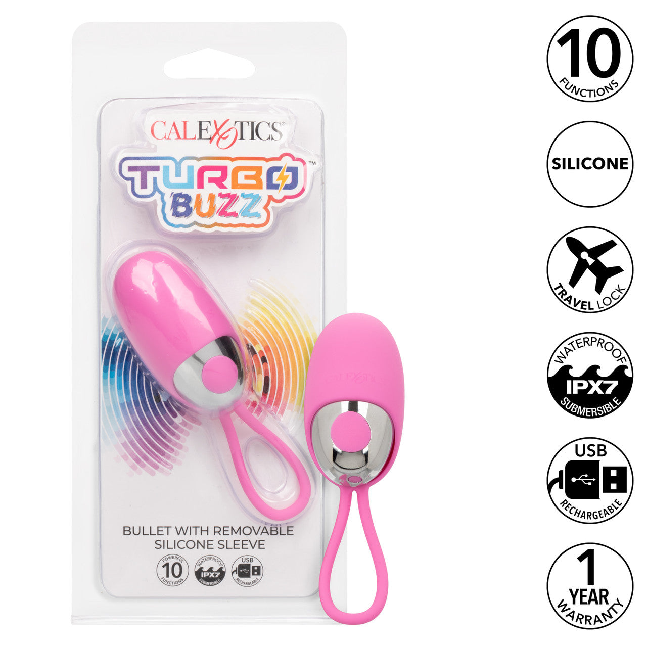 Balle Turbo Buzz avec manchon amovible en silicone - Rose 