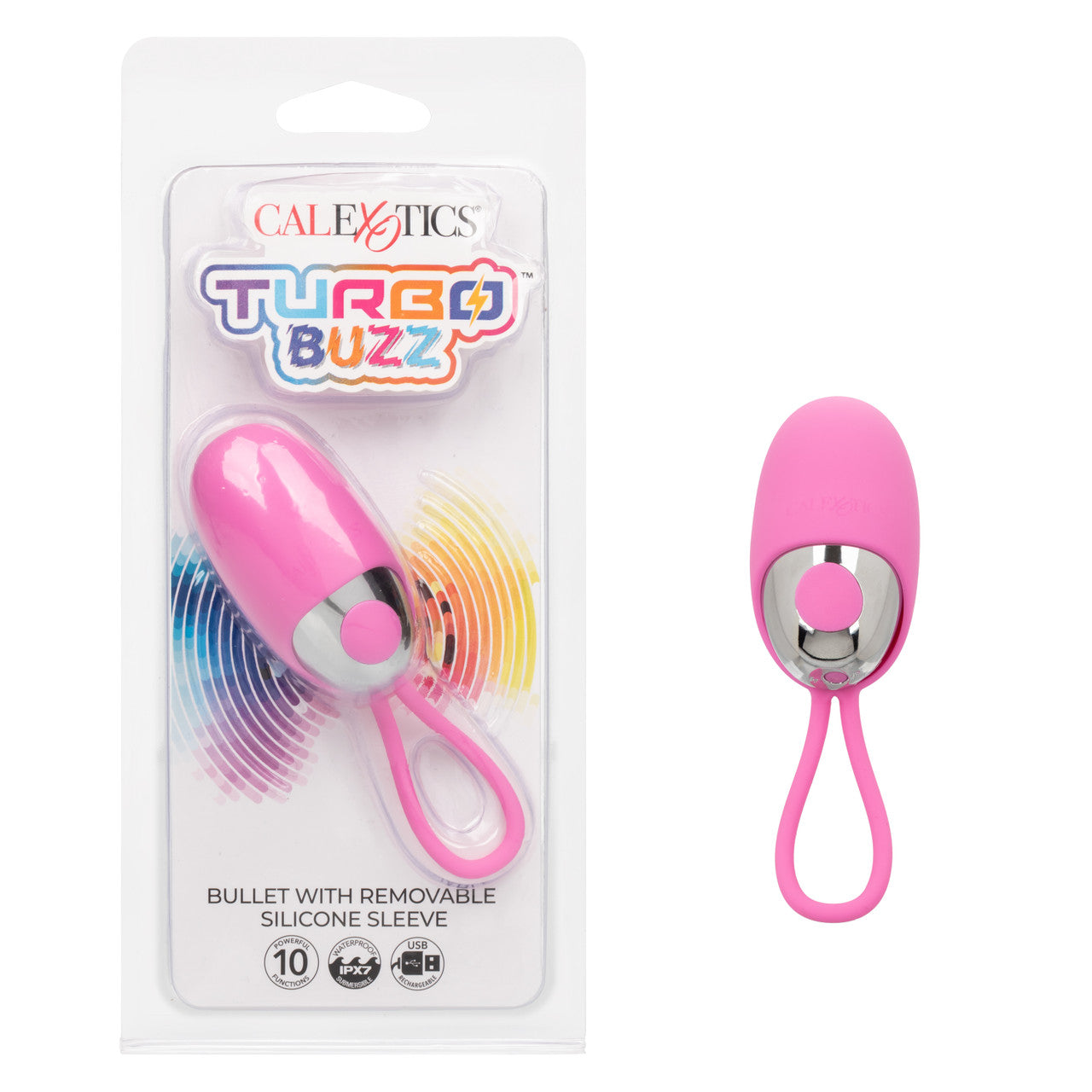 Balle Turbo Buzz avec manchon amovible en silicone - Rose 