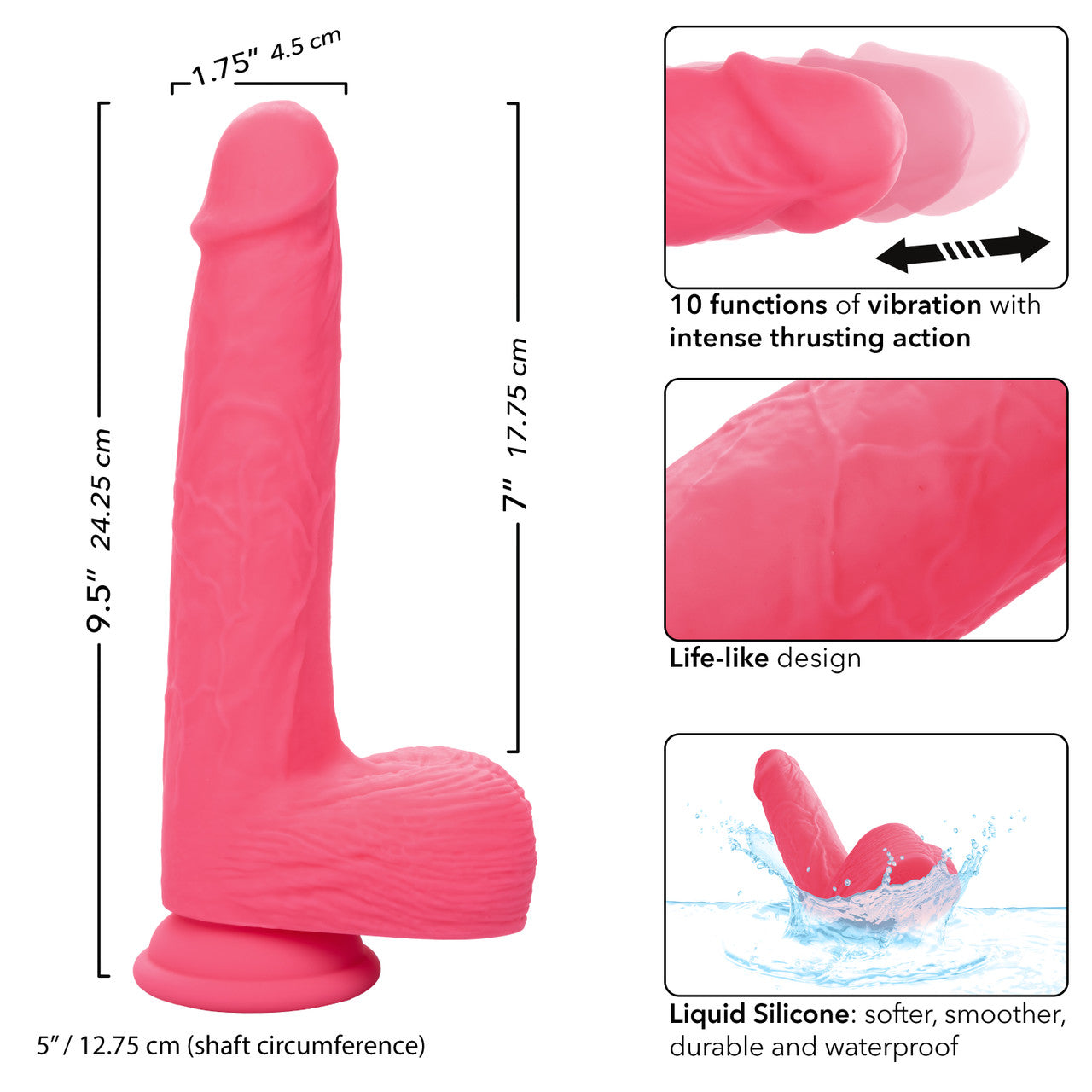 Gode ​​réaliste à clous en silicone - 6"/15,25 cm, Ivoire