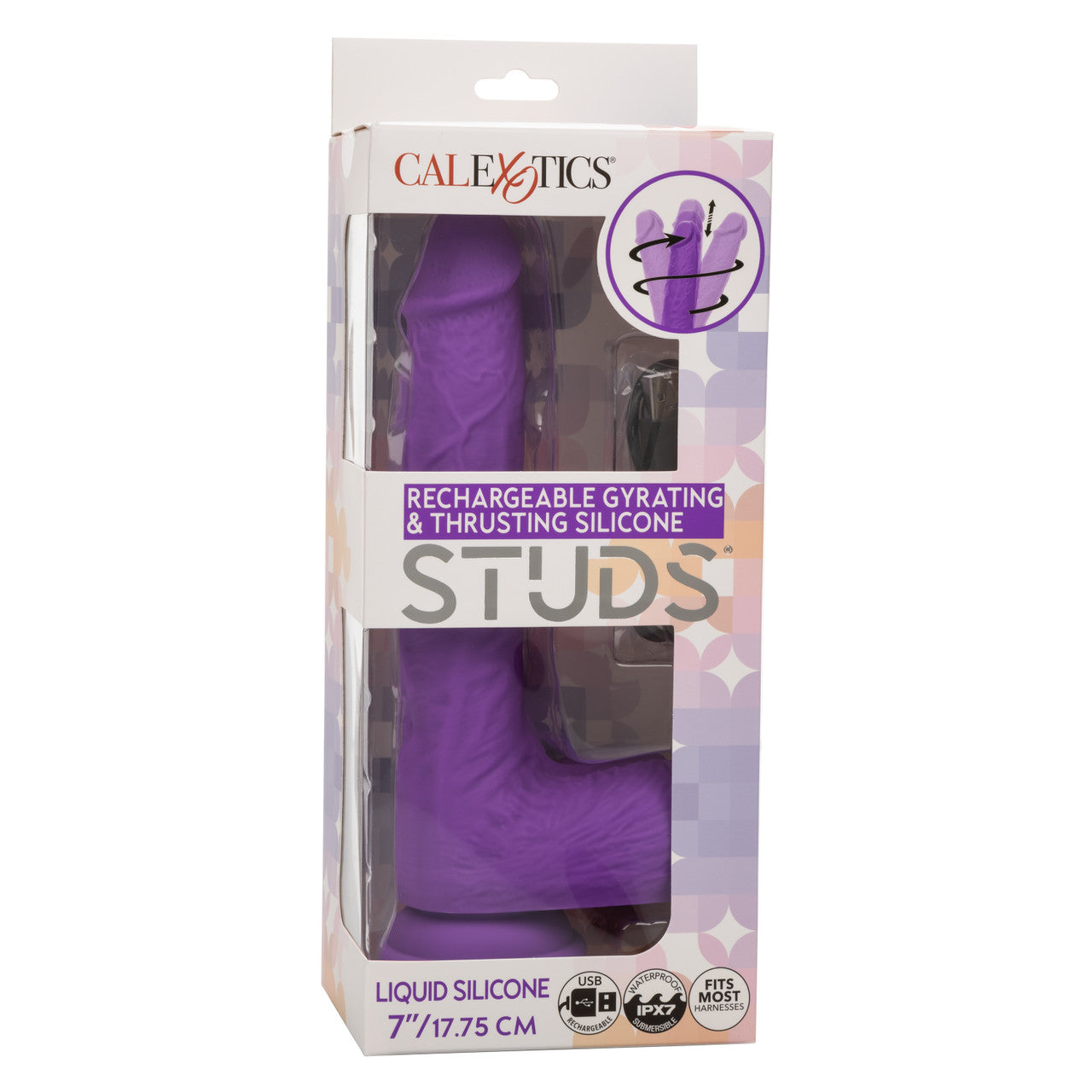 Rechargeable Gyrating & Thrusting Silicone Studs Dildo