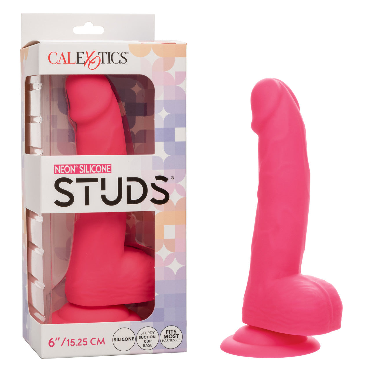 Neon Silicone Studs Realistic Dildo - 6"/15.25 cm