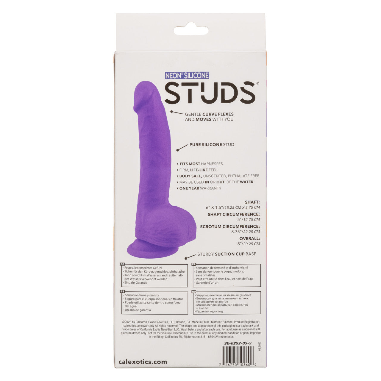 Neon Silicone Studs Realistic Dildo - 6"/15.25 cm