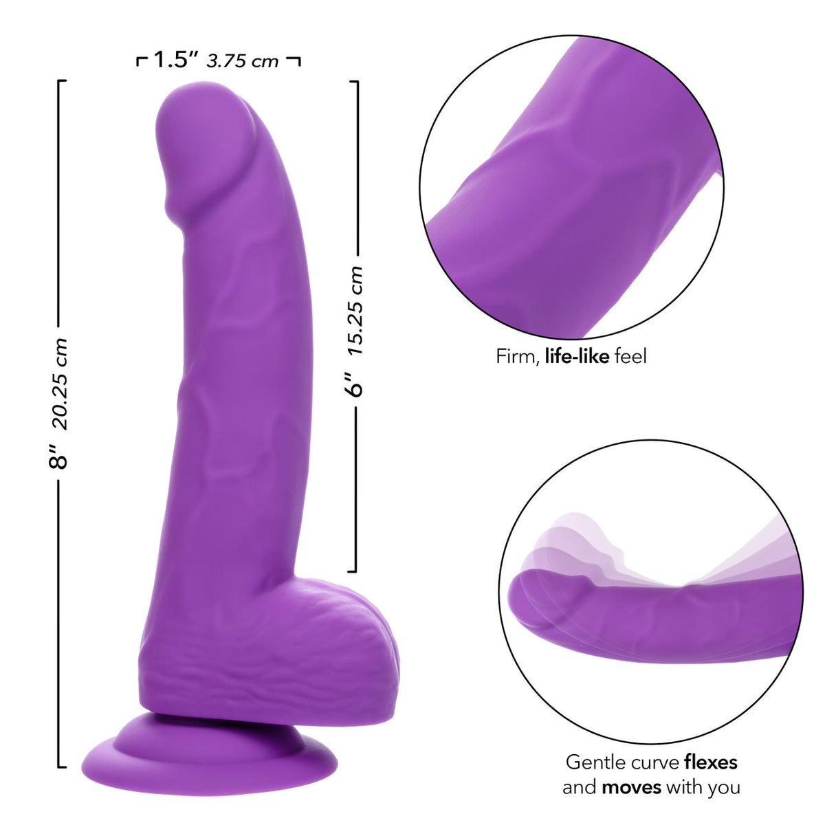 Gode ​​réaliste à clous en silicone - 6"/15,25 cm, Ivoire