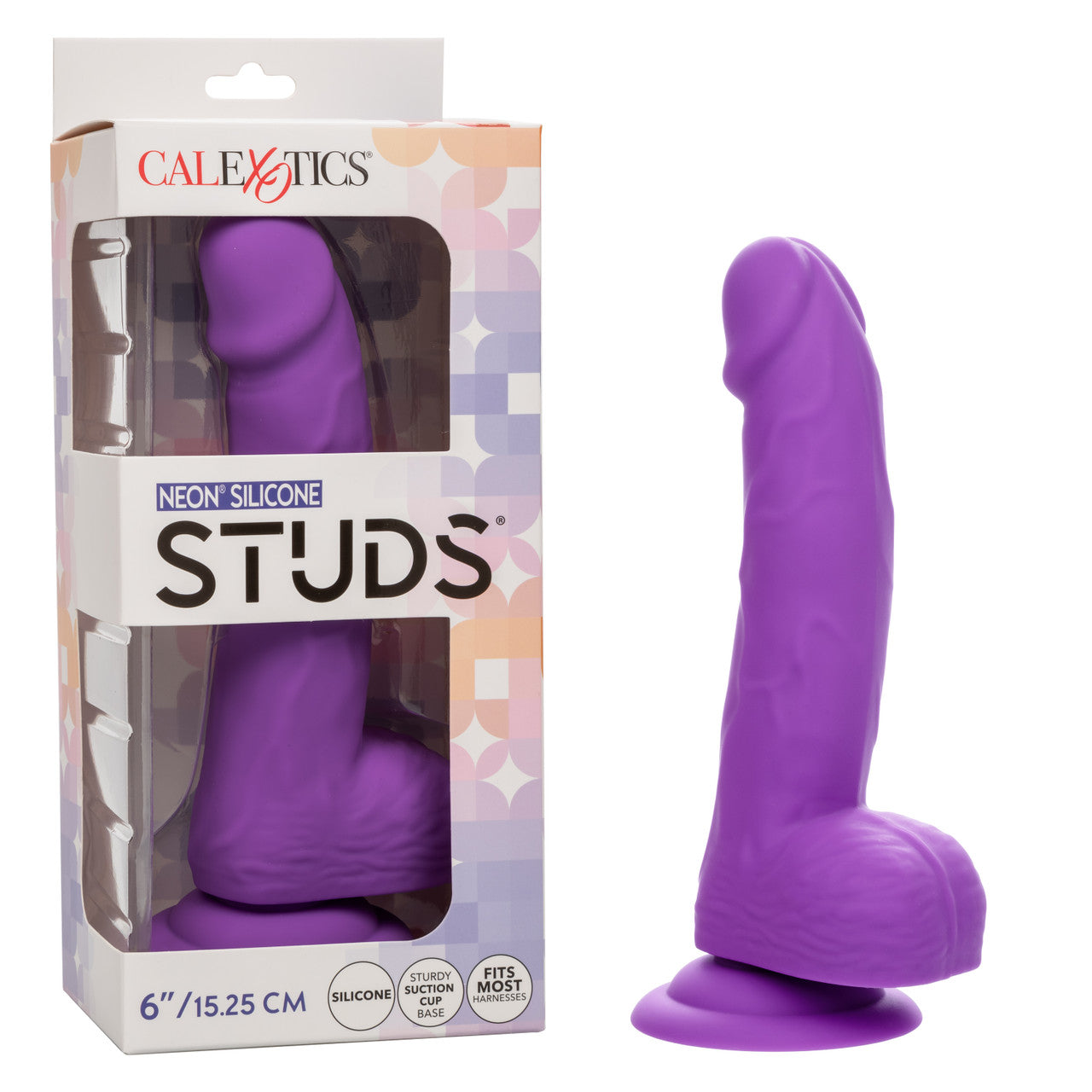 Neon Silicone Studs Realistic Dildo - 6"/15.25 cm