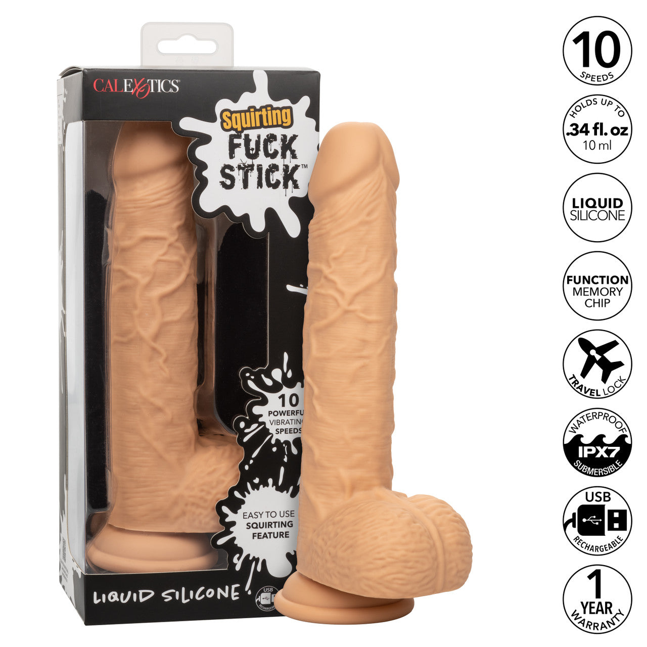 Squirting Fuck Stick Realistic Dildo - Ivory