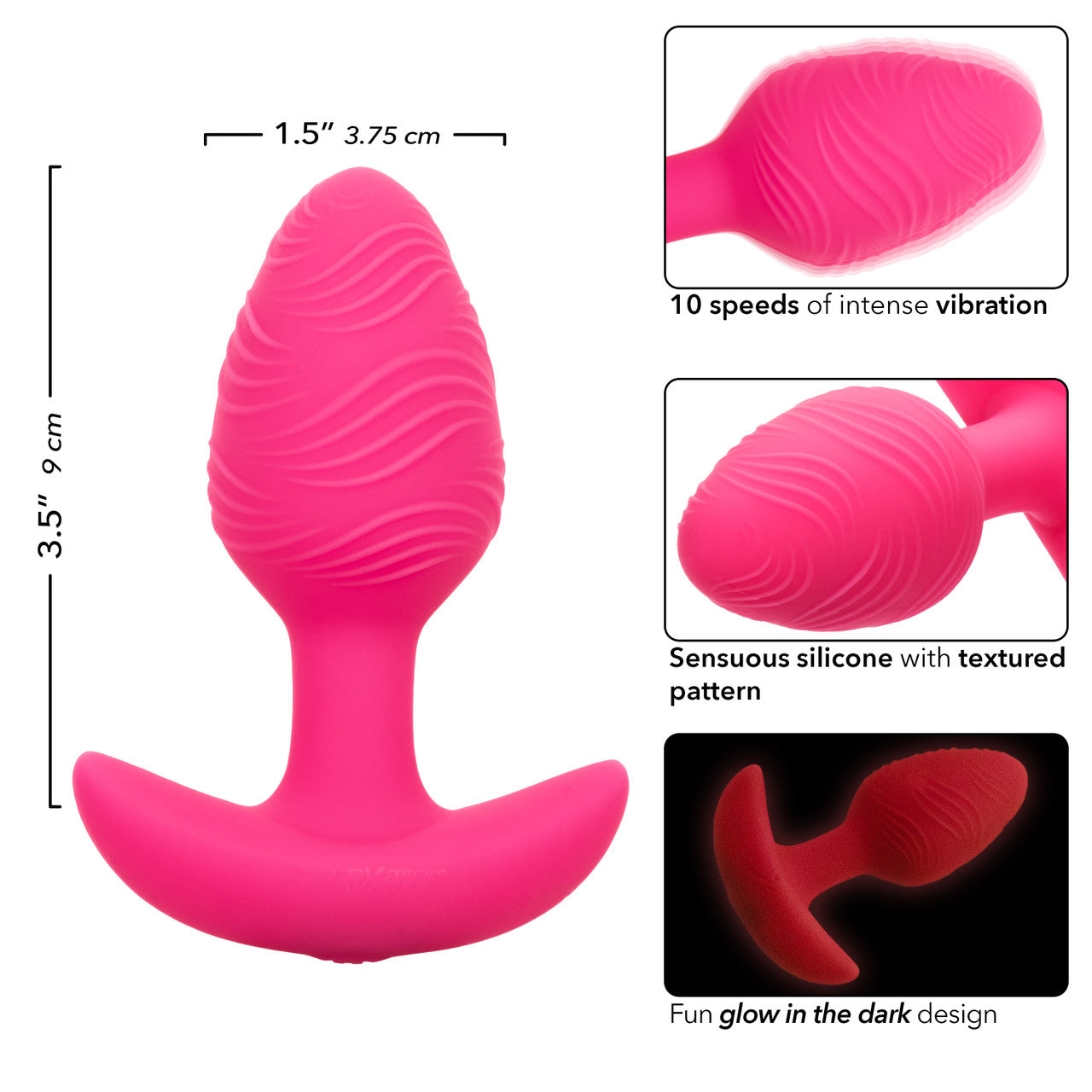Cheeky Vibrating Glow-In-The-Dark Butt Plug - Clearance
