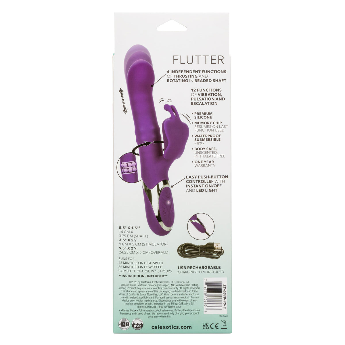 CalExotics Enchanted Flutter Vibromasseur à poussée et rotation 