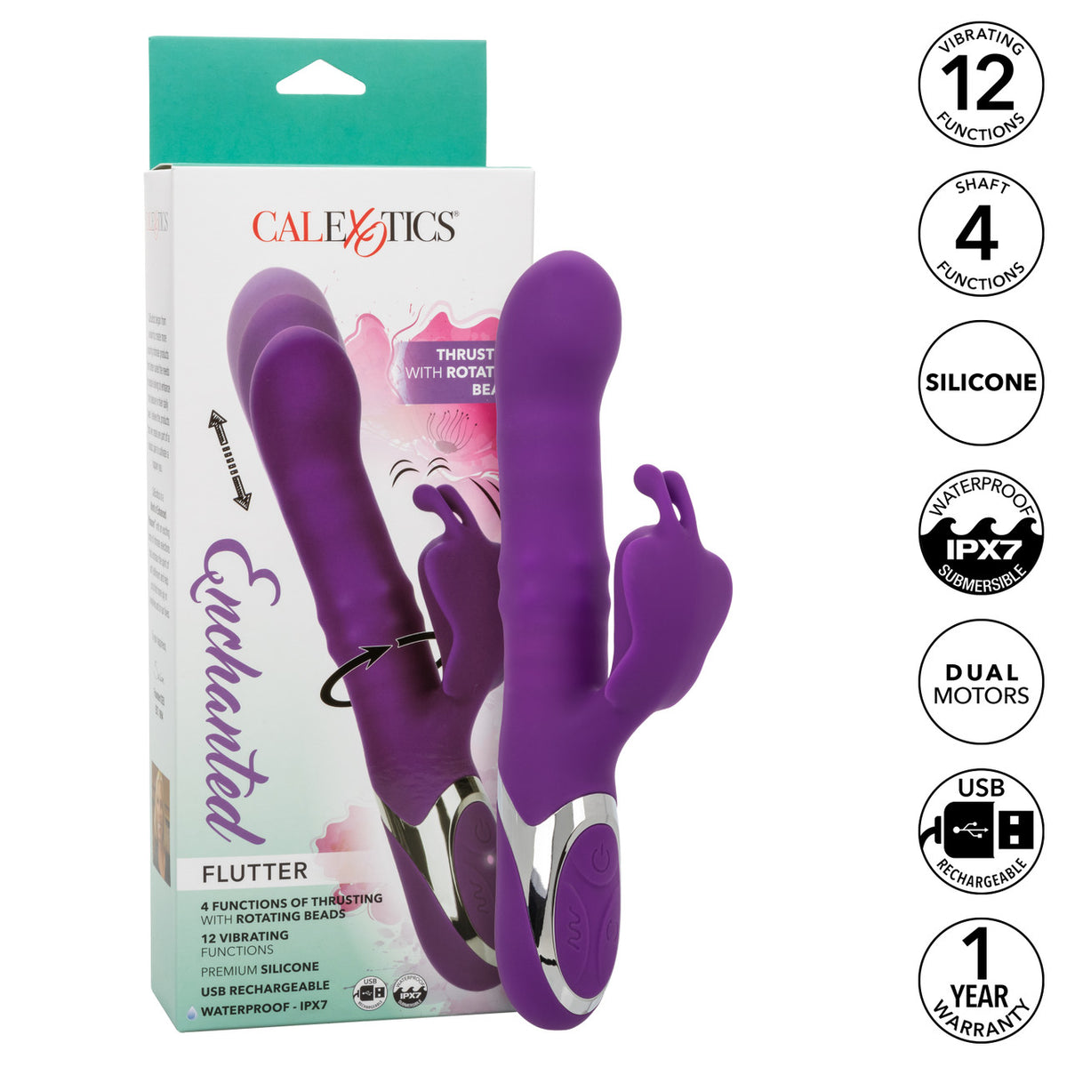 CalExotics Enchanted Flutter Vibromasseur à poussée et rotation 