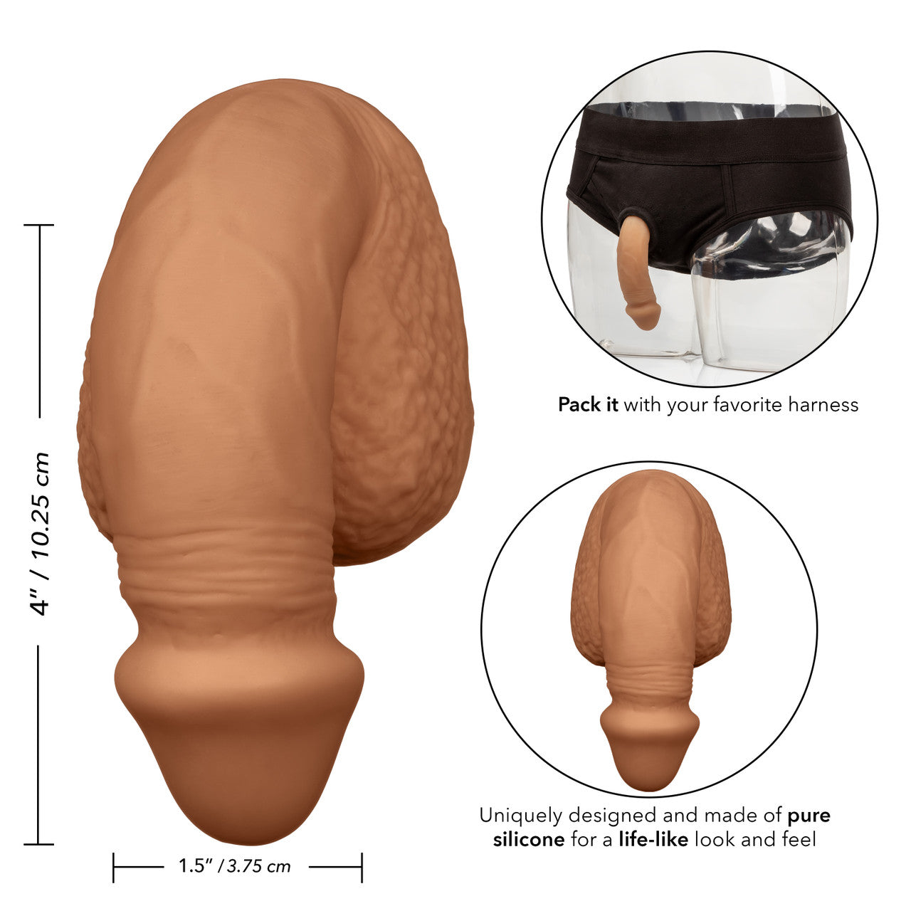 Packer Gear 4" Silicone Packing Penis - Tan