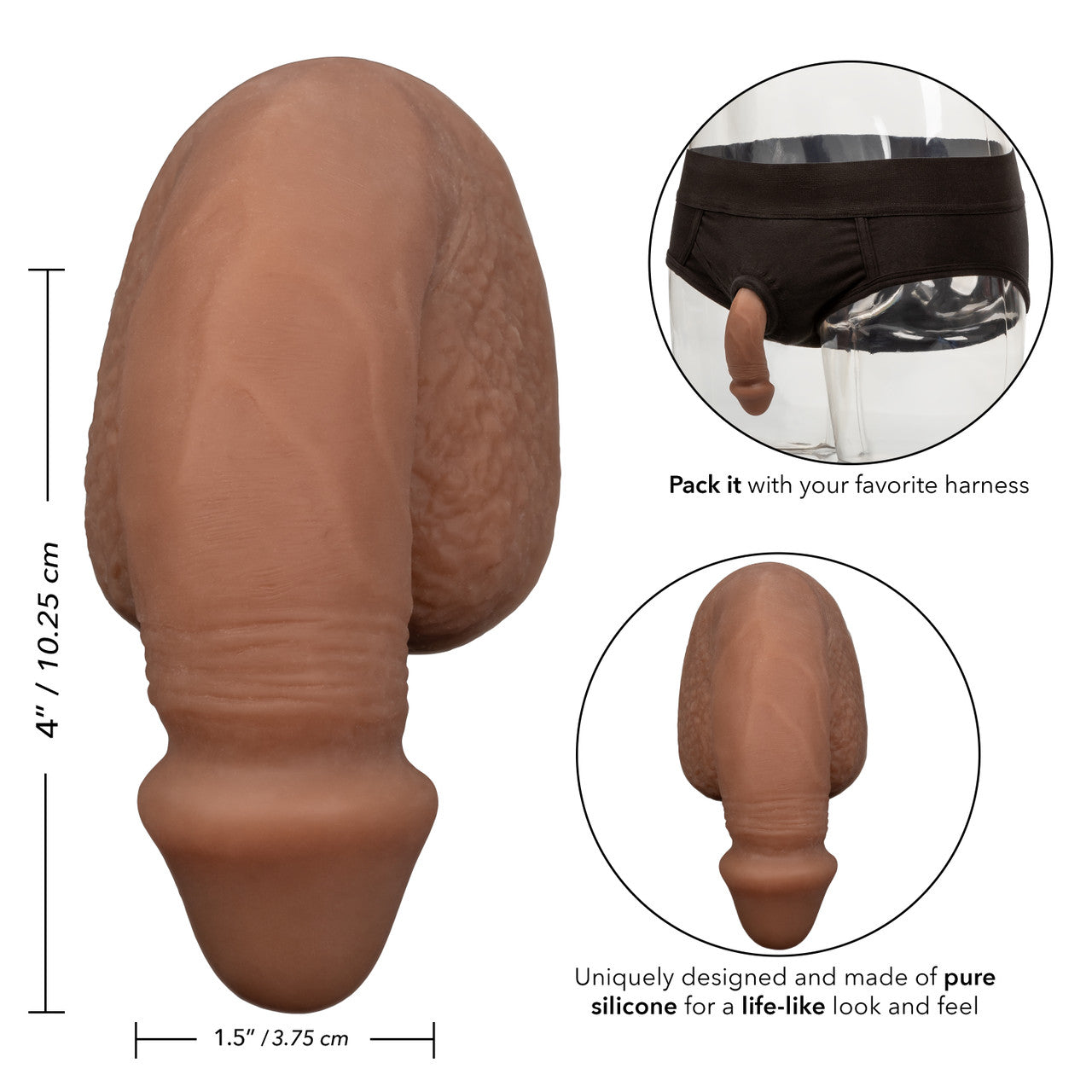 Packer Gear 4" Silicone Packing Penis - Brown