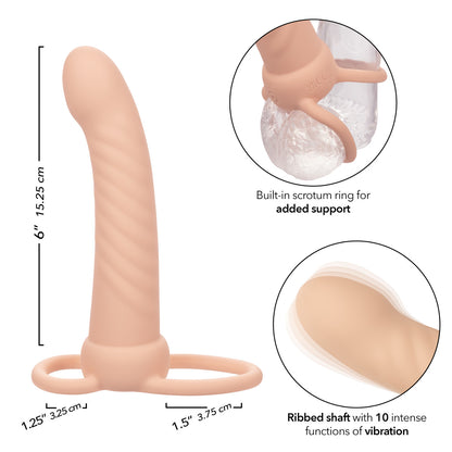 Rechargeable Ribbed Dual Penetrator - Ivory