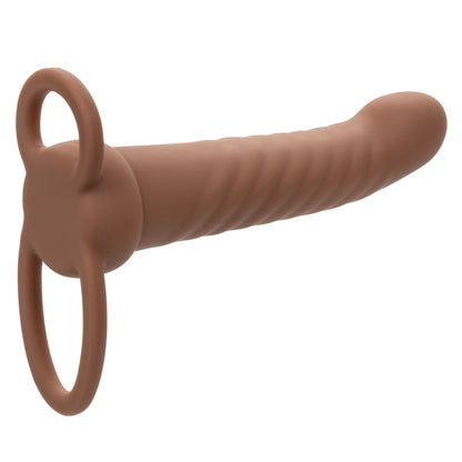 Rechargeable Ribbed Dual Penetrator - Brown