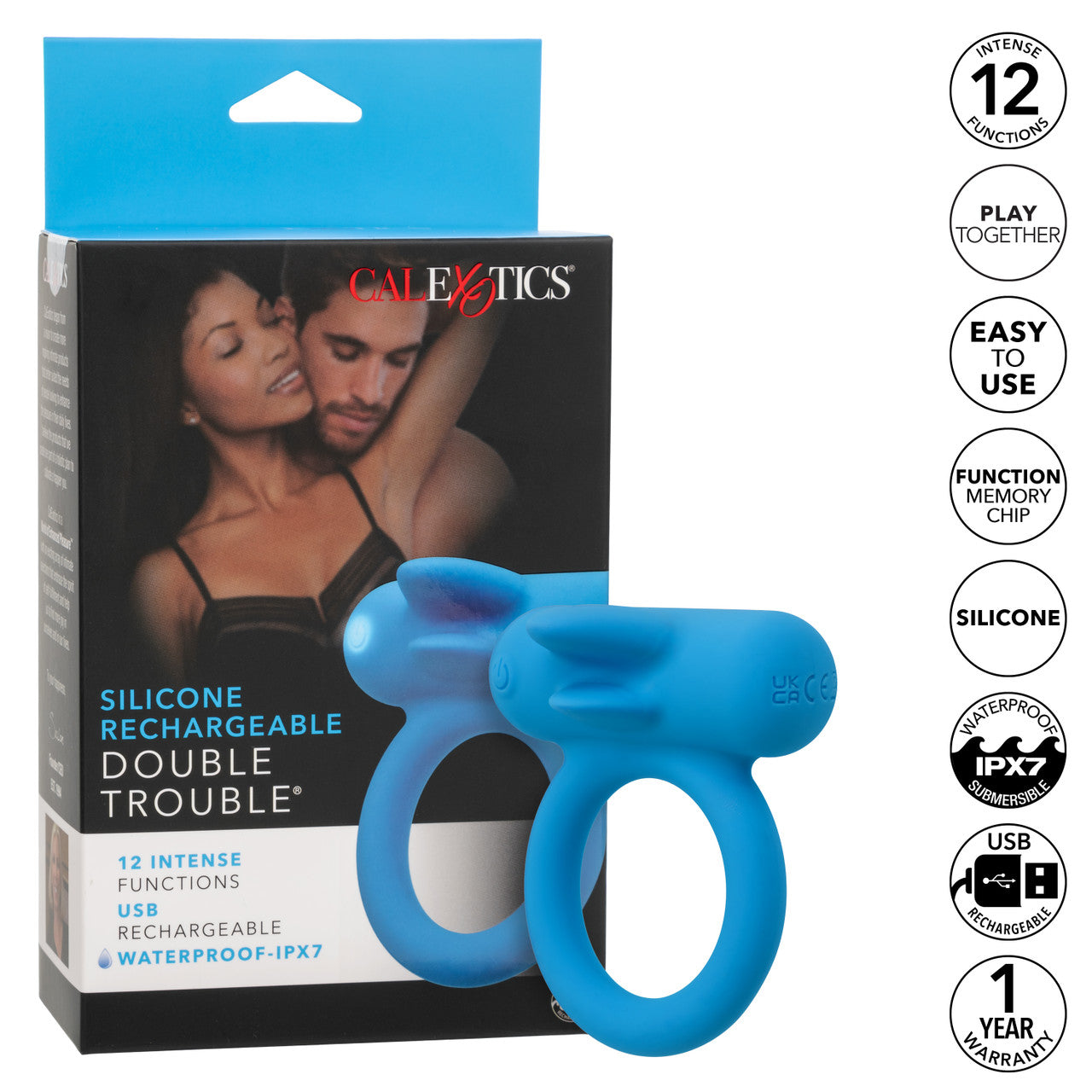 Silicone Rechargeable Double Trouble Cock Ring