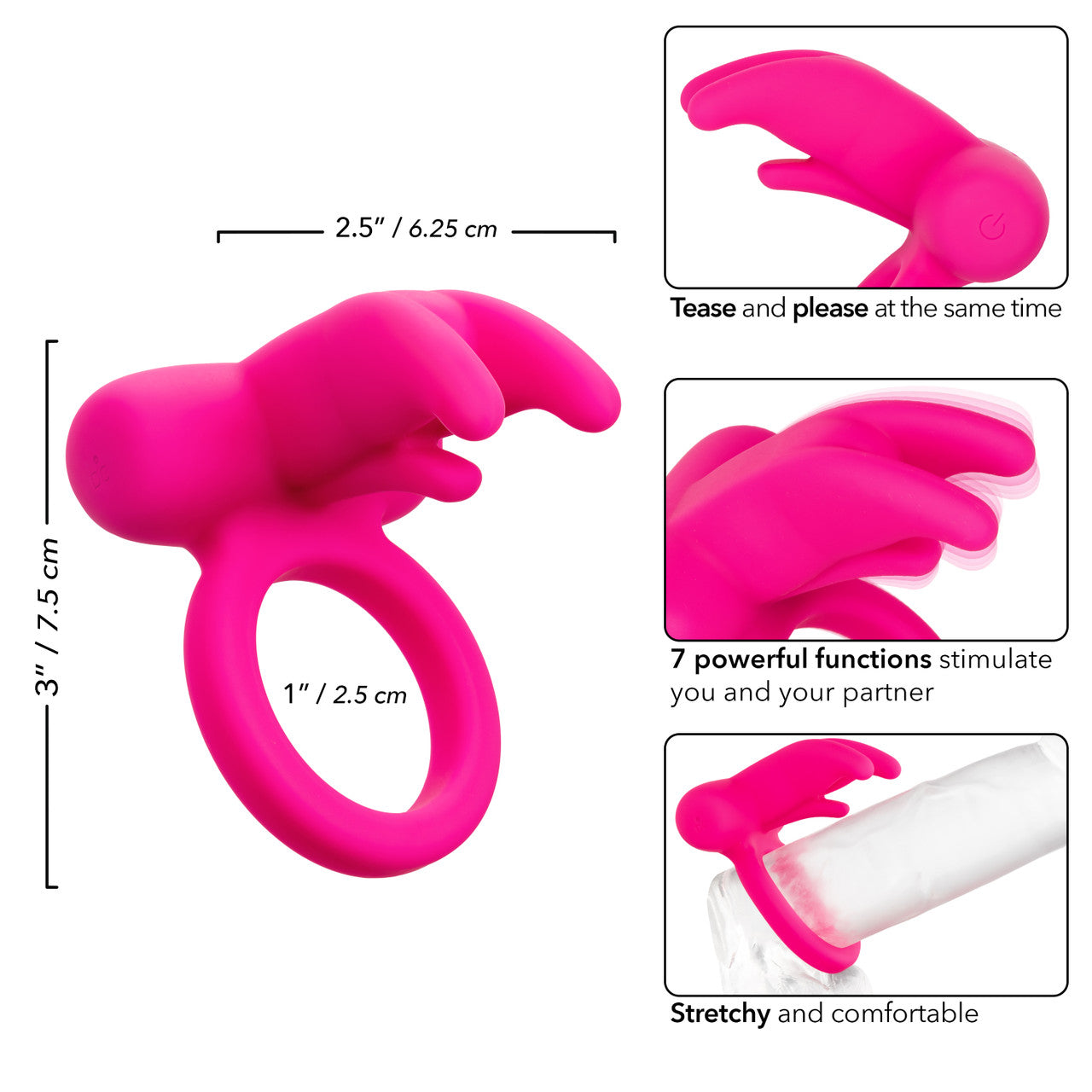Silicone Rechargeable Triple Clit Flicker Cock Ring