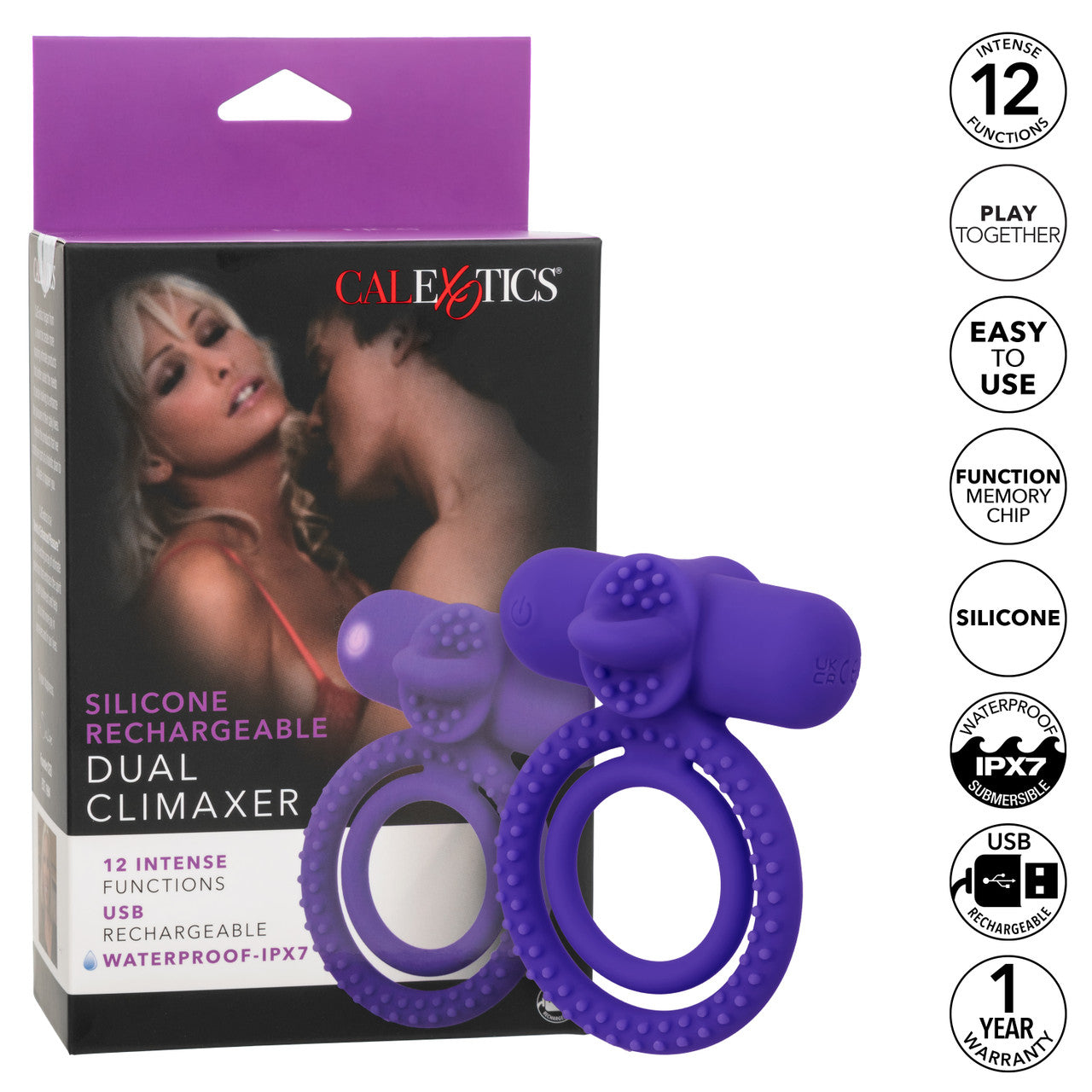 Silicone Rechargeable Dual Climaxer Cock Ring