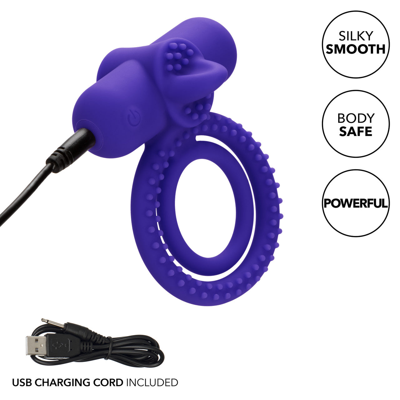 Silicone Rechargeable Dual Climaxer Cock Ring