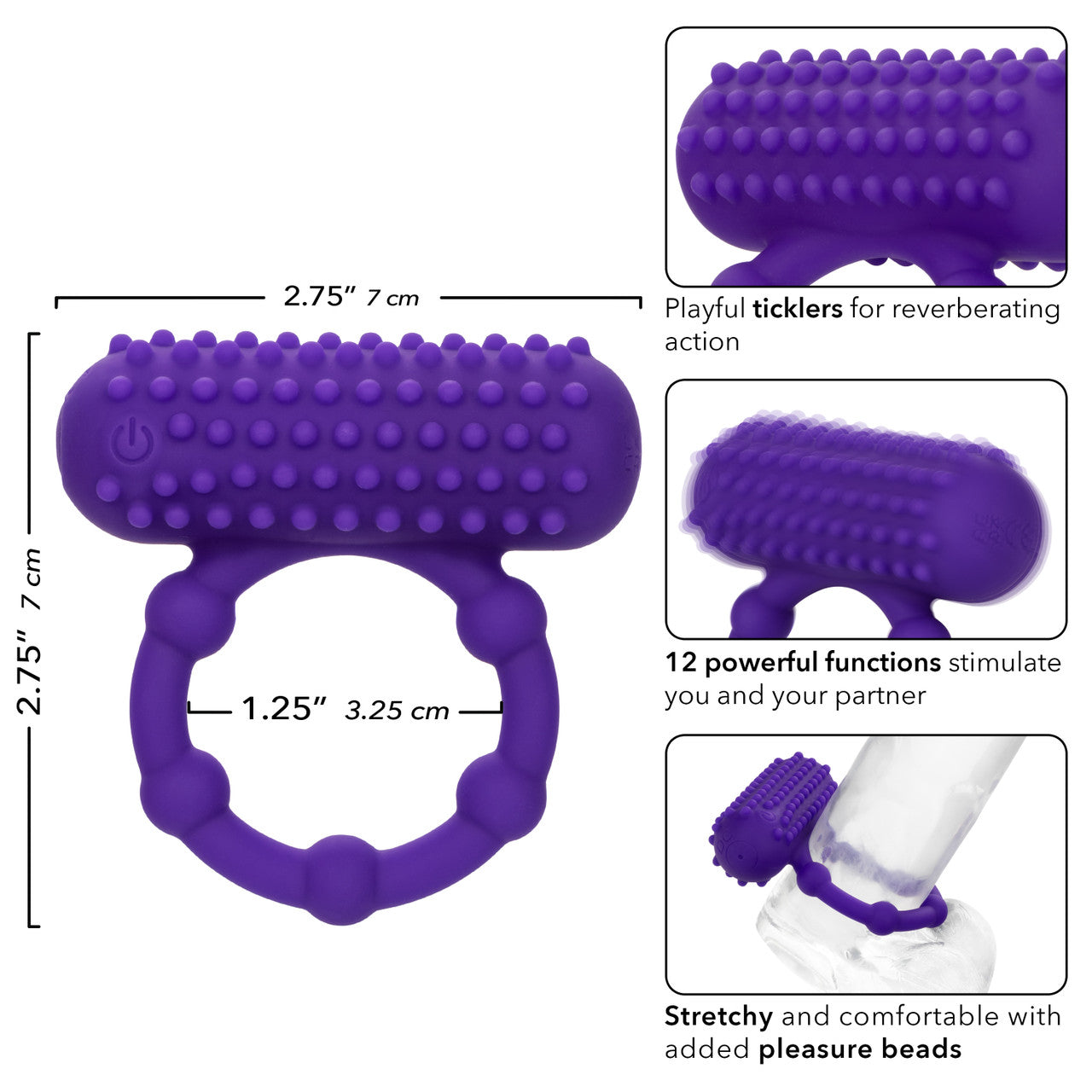 Bague Maximus rechargeable en silicone à 5 perles 