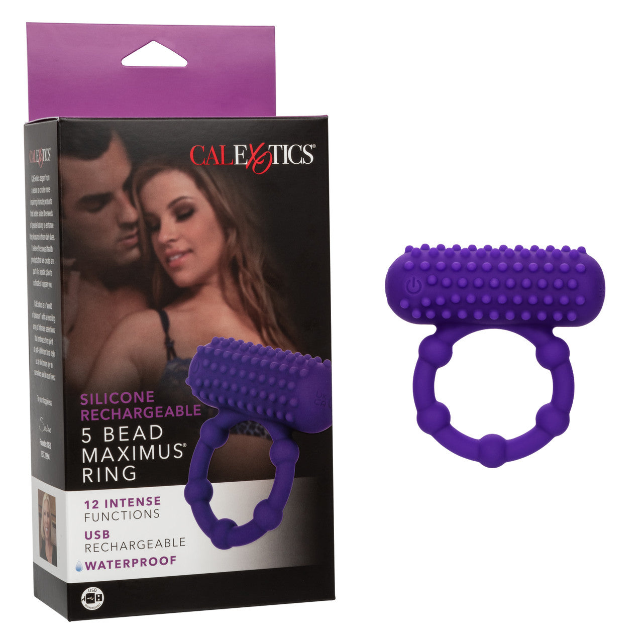 Bague Maximus rechargeable en silicone à 5 perles 