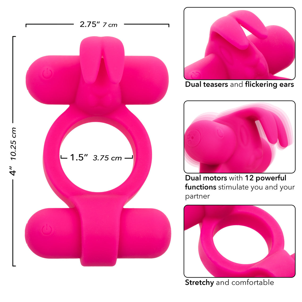 Silicone Rechargeable Rockin Rabbit Cock Ring